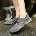 Graue, atmungsaktive Mesh-Outdoor-Freizeitschuhe für Herren mit elastischem Band - 38 / Grau