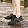 Atmungsaktive schwarze Herren Sommerschuhe aus Mesh mit elastischem Kordelzug - 38 / Schwarz