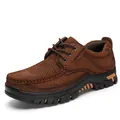 Braune Herren-Outdoor-Wanderschuhe aus Rindsleder mit atmungsaktivem Hohldesign - 38 / Dunkelbraun