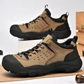 Zapatos de senderismo caqui para hombre con suela gruesa y puntera de protección reforzada - 38 / Zapatos de Ocio al Aire Libre (K9577) / Caqui