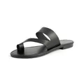 Minimalistische schwarze Damen-Flachsandalen mit Zehenschlaufe für den Sommerurlaub. - 36 / Schwarz