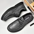 Klassische Herren Business-Freizeitschuhe aus grauem Leder mit weicher Anti-Rutsch-Gummisohle - 38 / Grau Schnürschuh