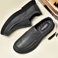 Premium dunkelgraue Business-Casual-Lederschuhe für Herren aus weichem Rindsleder - 38 / Grau Slipper