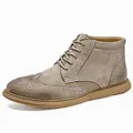 Bottines Richelieu classiques pour hommes en daim kaki de style britannique à lacets - Khaki