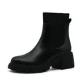Botines Chelsea negros para mujer con puño de punto y suela de plataforma - US6 / Negro (Cuero)