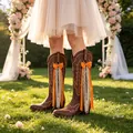 Bohemian orange ribbon and lace streamers charm for brown western cowboy boots - 25cm / Orange