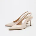 Elegant beige French pointed-toe slingback high heels for women's commute - 38 / Apricot