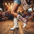 Patriotic red white and blue ribbon streamer decoration for western cowboy boots - Red Stripe