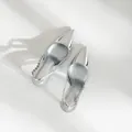 Elegant silver pointed-toe slingback heels with crystal embellished strap for women. - 38 / Stiletto / 8cm / Silver