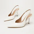 Elegant white PU pointed-toe slingback high heels featuring a sleek stiletto heel design - 35 / White
