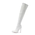 Elegant white pointed-toe over-the-knee boots with high stiletto heels for women - 35 / White