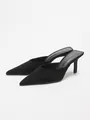 Elegant black suede pointed-toe stiletto mules with backless design - 38 / Black Suede
