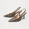 Pointed toe slingback high heels with stylish snakeskin pattern for women - 35 / Apricot (Apricot Snakeskin)