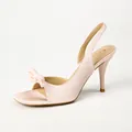 Elegant pink satin high heel sandals with bow detail and slingback strap for women - 38 / Satin Pink