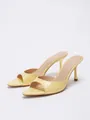 Elegant macaron yellow crocodile textured stiletto heel mule sandals for summer fashion - 35 / Yellow