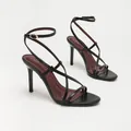 Elegant black strappy high heel sandals with crisscross straps and ankle wrap - 38 / High Heel Sandal / Black PU