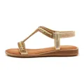 Elegant bohemian flat sandals with sparkling rhinestones and elastic strap - 36 / Gold