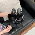 Elegant black square toe stiletto sandals featuring luxury rhinestone buckle and satin strap - 34 / 8cm Heel / Satin Black