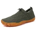 Breathable fly-knit men's outdoor hiking shoes with slip-on elastic drawstring - Army Green