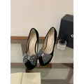 Elegant black platform high heels featuring a sparkling rhinestone checkered bow detail - 34 / Stiletto Rhinestone Bow Platform Pumps / Black
