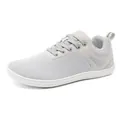 Unisex light gray barefoot shoes with wide toe box and breathable flyknit mesh upper. - 37 / Gray