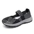Scarpe da tempo libero elasticizzate intrecciate da donna con motivo a scacchi grigio e nero - 35 / Grigio nero