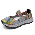 Scarpe Mary Jane intrecciate elastiche colorate da donna, leggere e traspiranti - 35 / Grigio Colorato