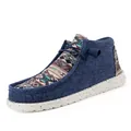 Blaue High-Top Canvas-Loafer für Damen und Herren mit Tribal-Muster und Sprenkelsohle - 36 / Blau