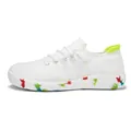 Eleganti sneakers bianche in maglia da uomo con suola decorata a schizzi colorati - 39 / Mimetico bianco