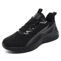 Atmungsaktiver schwarzer Herren-Laufschuh mit leichtem Fly-Woven-Mesh-Obermaterial - 39 / Ganz Schwarz
