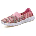 Scarpe slip-on traspiranti intrecciate rosa da donna con suola bianca sportiva - 35 / Stile Slip-on (DZ712) / Rosa