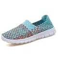 Scarpe da ginnastica elasticizzate intrecciate da donna turchese - 35 / Stile Slip-on (DZ712) / Chiaro di luna