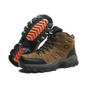 Professional durable men's high-top hiking boots with non-slip traction sole for trekking. - 36 / Brown Single Shoes