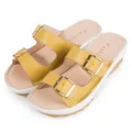 Sandalias amarillas con cuña de verano para mujer con diseño de doble hebilla - 35 / Amarillo