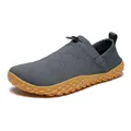 Atmungsaktive graue Strickschuhe zum Schlüpfen mit breiter Zehenbox und rutschfester Sohle - 36 / Dunkelgrau