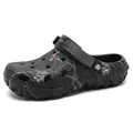 Breathable black camouflage clogs with adjustable heel strap and soft durable sole - 40 / Camo Black