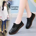 Bequeme schwarze Leder-Loafer für Damen mit weicher, rutschfester Sohle für Frühling - 35 / Schwarz