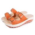 Sandalias de plataforma naranjas informales con hebillas doradas dobles y suela dentada - 35 / Naranja