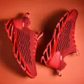 Professional men's red blade running shoes featuring breathable scale mesh upper for sports - 36 / Red