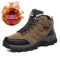 Men's high-top winter hiking boots with warm plush lining and rugged non-slip sole - 36 / Brown (Fleece Lined)