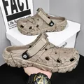 Heren camouflage klompen met tweeweg draagriem en dikke zool voor buiten strand - 36 / Khaki Camouflage / Khaki