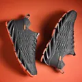 Grey fish scale pattern blade sneakers with orange soles and small SUP brand tag - 36 / Gray