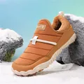 Scarpe da trekking marroni calde foderate in peluche con suola in gomma bianca antiscivolo - 36 / Cammello