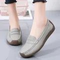 Weiche graue Leder-Loafer mit rutschfester Gummisohle für Damen im Alltag - 35 / Grau