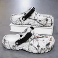 Stylish white camouflage clogs with breathable holes and adjustable black sport strap - 36 / White