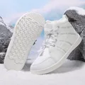 Botas de nieve blancas de punta ancha para niños con forro de vellón cálido y suave - 28 / Blanco