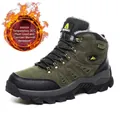 Herren-Wanderschuhe in Armeegrün mit warmem Plüschfutter und rutschfester Sohle. - 36 / Armeegrün (Fleece Gefüttert)