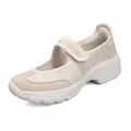 Zapatillas cómodas de malla beige transpirable con correa de velcro para mujer - 35 / Beige