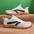 Breathable white mesh outdoor casual sports shoes with wide-toe design and gum sole - 39 / White