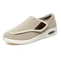 Chaussures de marche respirantes en maille beige pour seniors avec coussin d'air et velcro - 35 / Beige